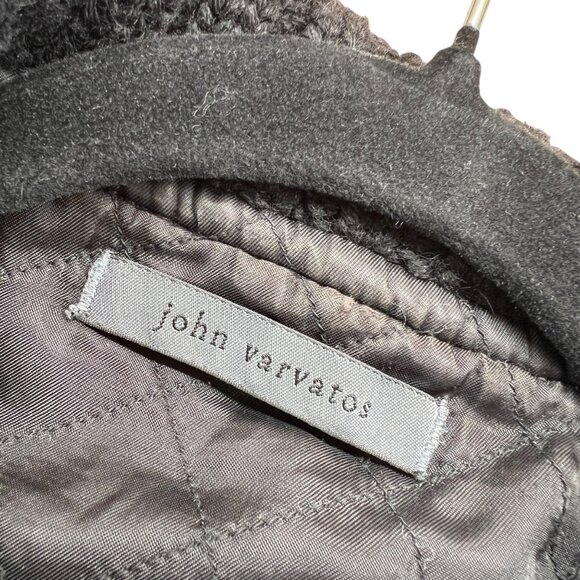 John Varvatos Cropped Pea Coat with Knit Sleeves Black Womens Size Small - Picture 12 of 13